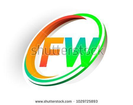 Orange and Green Circle Logo - initial letter FW logotype company name colored orange and green ...