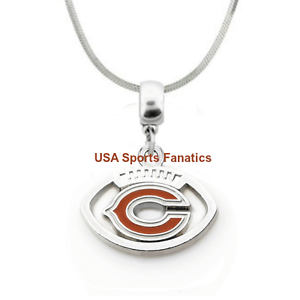 Snake Football Logo - NFL Chicago Bears Football Logo Pendant Necklace On A 925 Snake ...