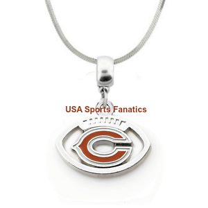 Snake Football Logo - NFL Chicago Bears Football Logo Pendant Necklace On A 925 Snake