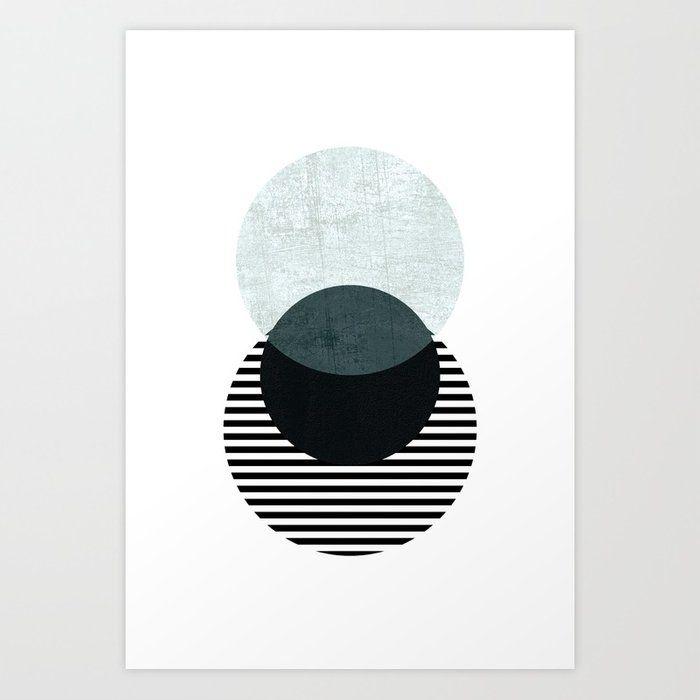 Blue Striped Circles Logo - Blue, Black & Striped Circles Art Print by dreamprintdesigns | Society6