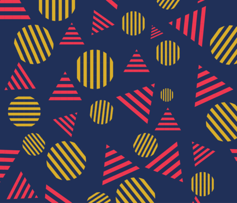 Blue Striped Circles Logo - Blue, Red and Yellow Striped Circles fabric