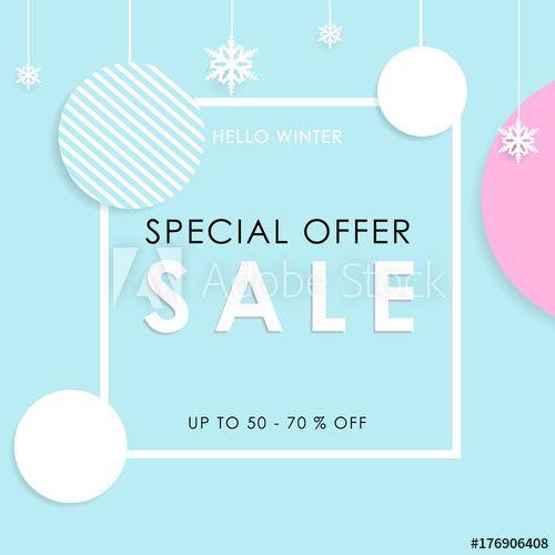 Blue Striped Circles Logo - Special offer. Sale winter modern banner in the Memphis style ...