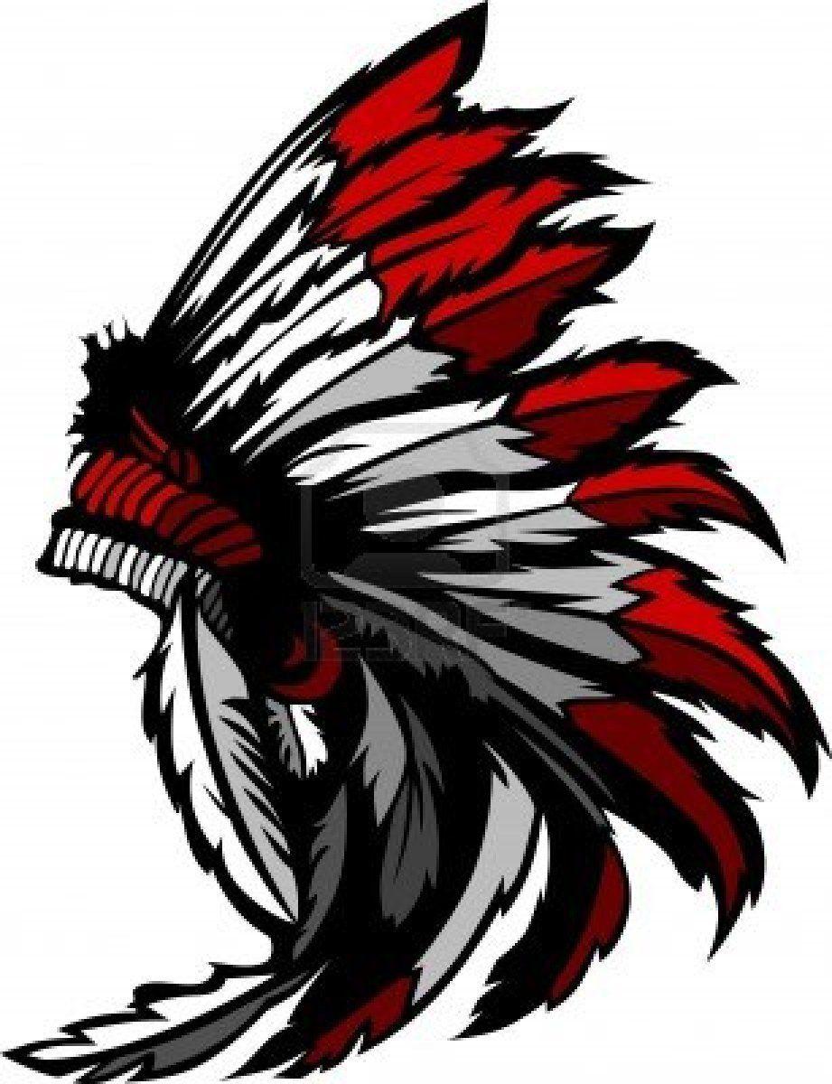 Red Indian Logo - Graphic Native American Indian Chief Headdress