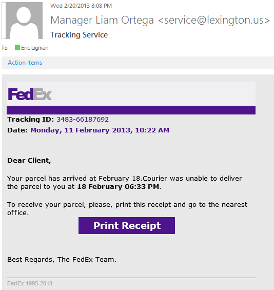 Fake FedEx Logo - Beware! Fake Fed-Ex shipping phishing scam (and others) | Microsoft ...