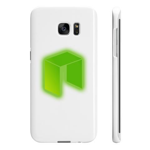 White and Green Phone Logo - Neo Glowing Green Logo White Slim Phone Cases