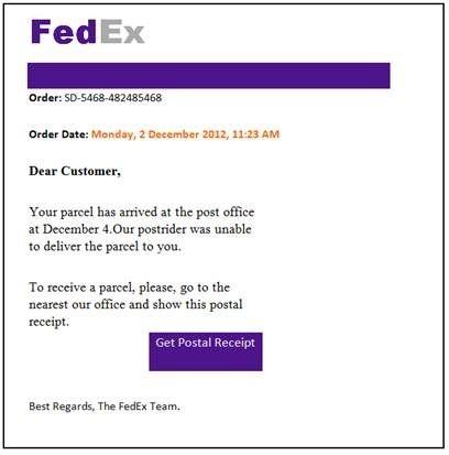 Fake FedEx Logo - Careful: Fake Fedex delivery email with embedded malware