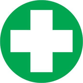 Company That Has a White Cross Logo - HARD HAT EMBLEMS-(WHITE CROSS ON GREEN BACKGROUND)