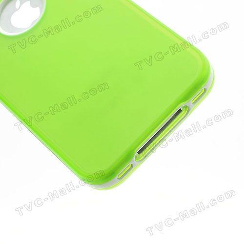 White and Green Phone Logo - Detachable Plastic Frame Matte TPU Gel Case w/ Apple Logo Cutout