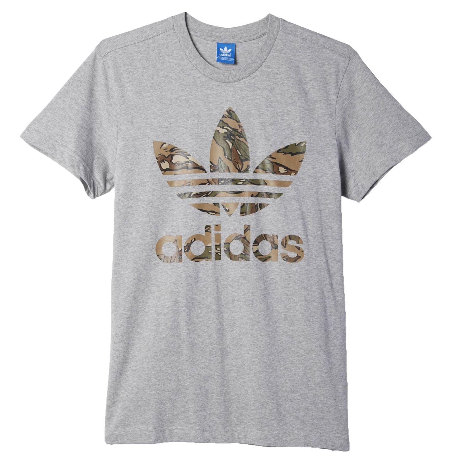 Gray Camo Adidas Trefoil Logo - Adidas Originals Trefoil Tee Camo Men's Leisure T-Shirt Grey ...
