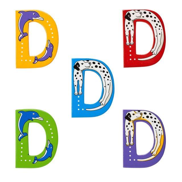 Red with Yellow D Logo - Fair Trade Wooden Animal Letter D - 5 Colourways | Lanka Kade