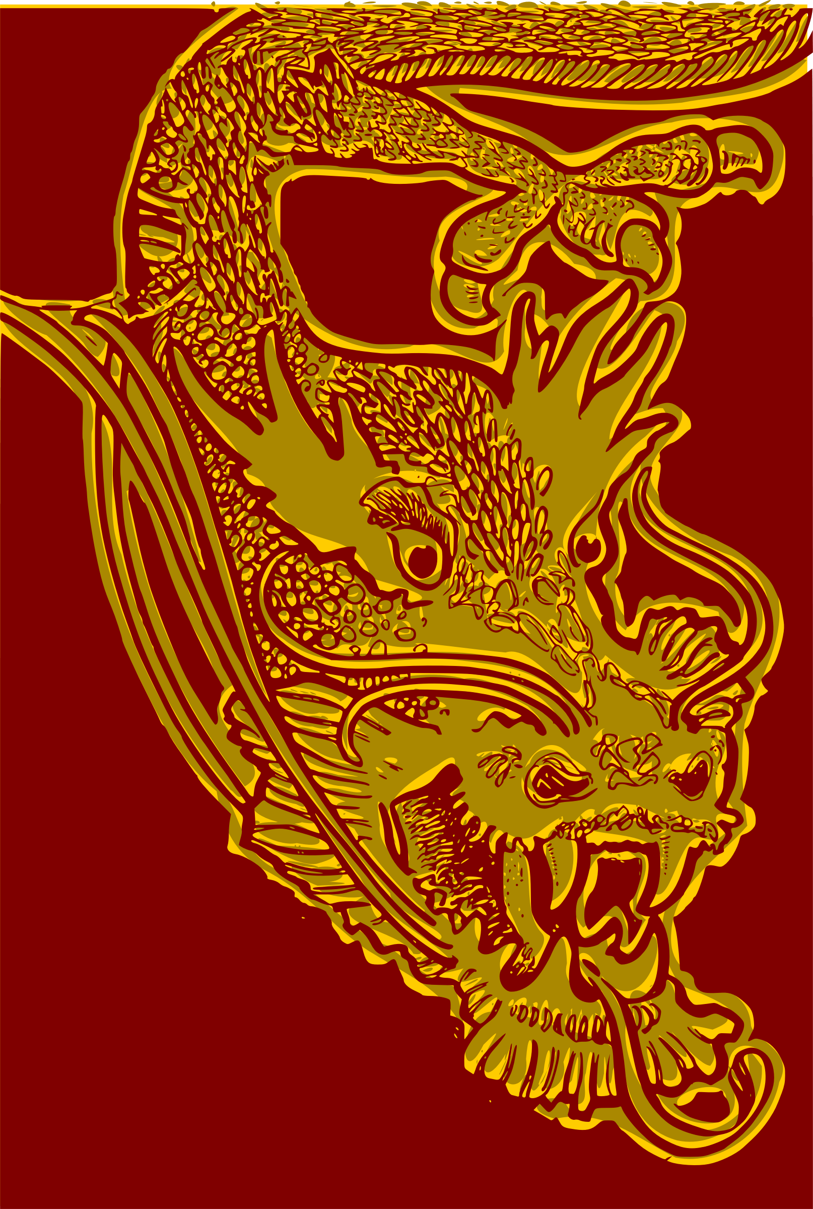 Red with Yellow D Logo - Clipart Dragon Head & yellow