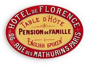 Red with Yellow D Logo - Rosanna 94882 Voyage Tray, Hotel De Florence, Red Yellow, 5 X 7 Oval