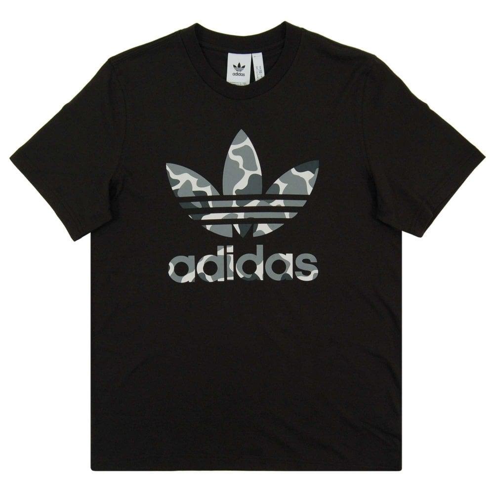 Gray Camo Adidas Trefoil Logo - Adidas Originals Camo Trefoil T-Shirt Black - Mens Clothing from ...