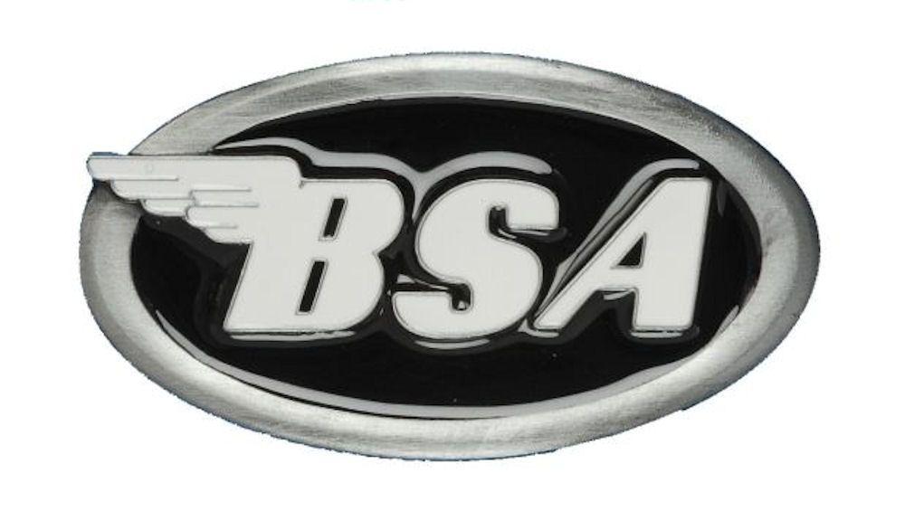 Black and White Oval Logo - B.S.A. Motorcycles Licensed}. Belt Buckle Design Studio UK
