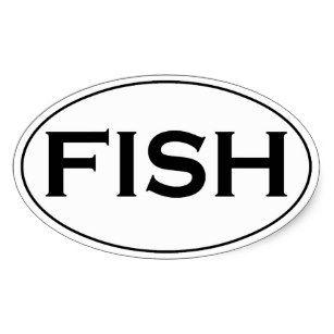 Black and White Oval Logo - Fish Logo Stickers & Labels