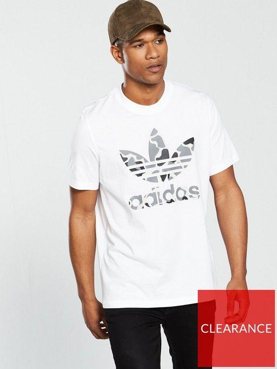 Gray Camo Adidas Trefoil Logo - adidas Originals Trefoil Camo T-Shirt | very.co.uk