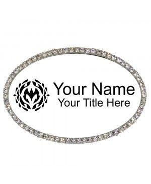 Black and White Oval Logo - Sparkle Name Tag, Bling Badges Tag Wizard