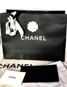 Large Chanel Logo - Chanel Logo Black Large Paper Shopping Gift Bag 17 x 13 x 6.5