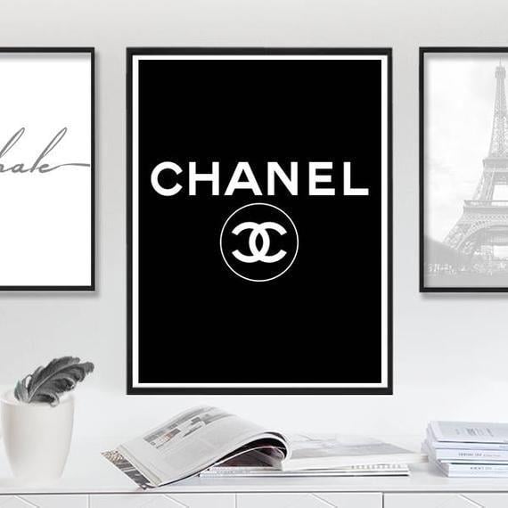 Large Chanel Logo - Chanel Coco Chanel Sign Chanel Art Black Chanel Print | Etsy