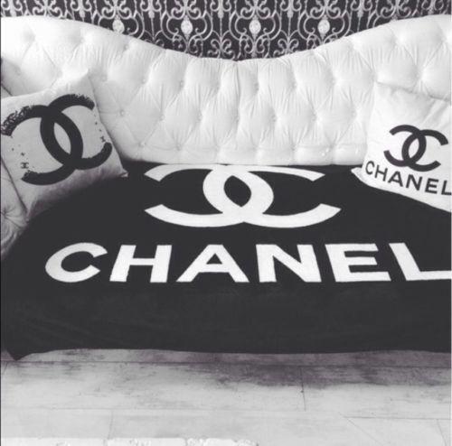Large Chanel Logo - Large Chanel CC Logo Black Fleece Blanket Throw Vip Gift • Luxe