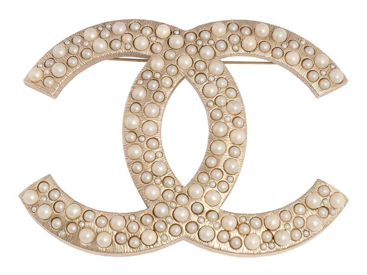 Large Chanel Logo - Chanel Extra Large Pearl Logo Pin