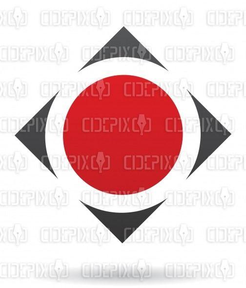 Red Round Logo - abstract black and red round square logo icon