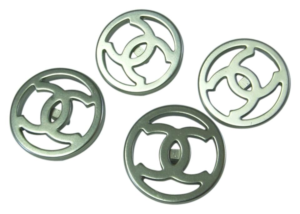 Large Chanel Logo - Chanel Silvertone 4 Large Cut Out Logo Buttons