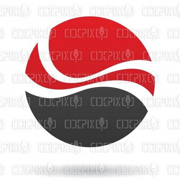 Red Round Logo - abstract black and red round wave logo icon