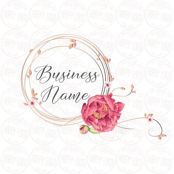 Big Flower Logo - DIGITAL Wreath flowers logo, peony wreath Custom Logo , pink flower ...