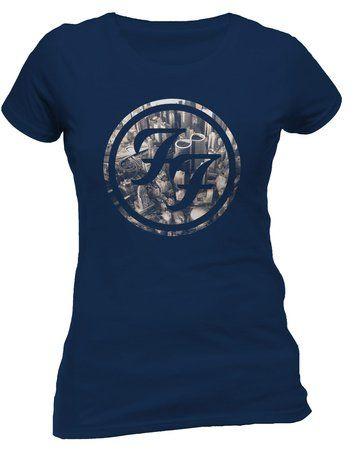 Blue T Over M Logo - Official Ladies T Shirt FOO FIGHTERS Blue CITY CIRCLE Logo M 10