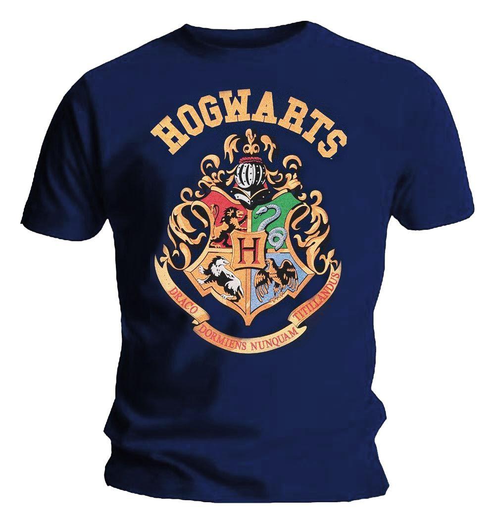 Blue T Over M Logo - Official Blue T Shirt Harry Potter Hogwarts Crest Houses M