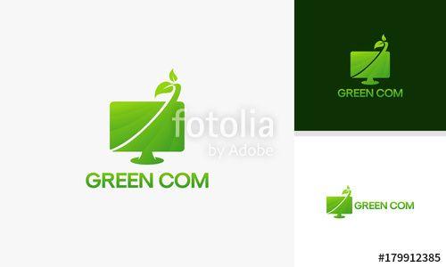 Green Computer Logo - Green Computer logo template, Nature Computer Technology logo