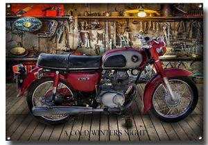 Old Honda Motorcycle Logo - HONDA CLASSIC CD 175 MOTORCYCLE METAL SIGN, VINTAGE