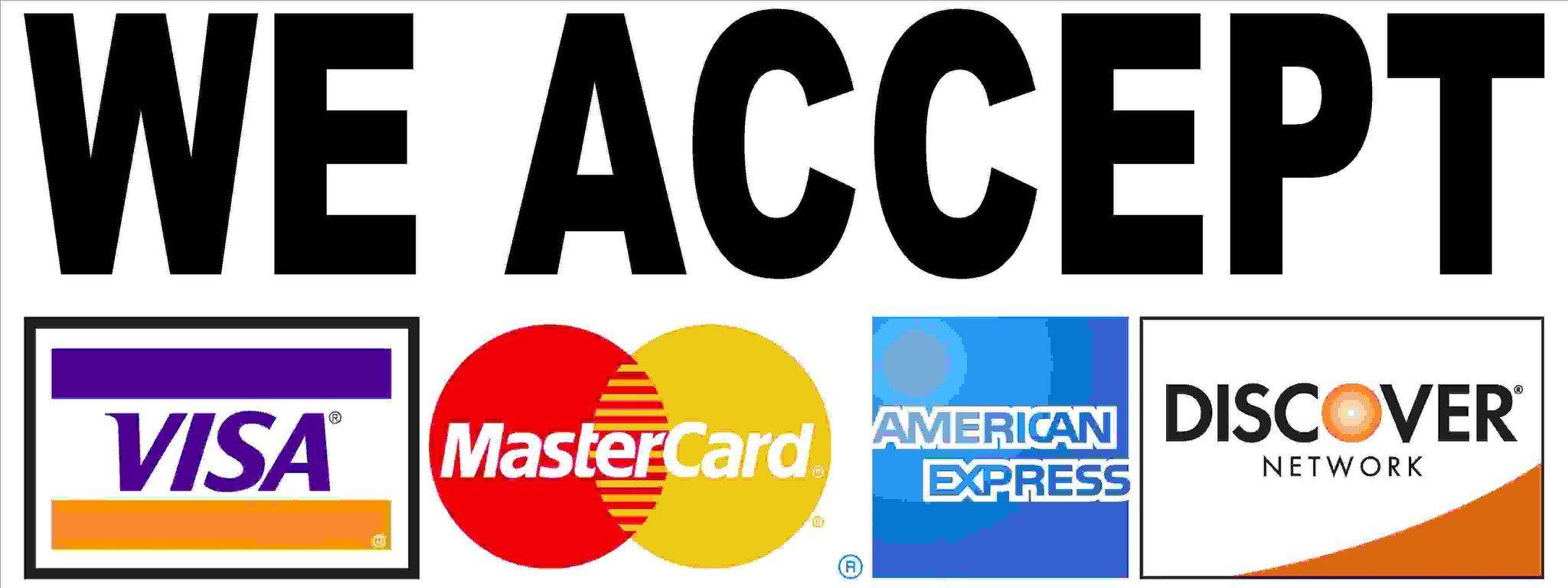 American Express Visa MasterCard Logo - We Accept Visa Mastercard American Express Discover Card Sign ...
