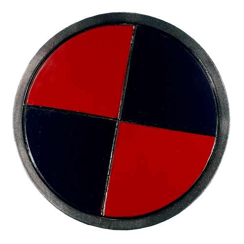 Black and Red Shield Logo - LARP Black & Red Round Shield - Swords of Might