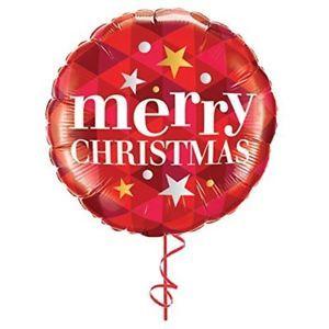 Red Round Logo - 18” Foil Balloon Merry Christmas Stars - 18 Red Round Xmas Qualatex ...
