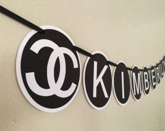 Coco Chanel Name Logo - CoCo Chanel Inspired Black Party Banner White font Personalized with ...