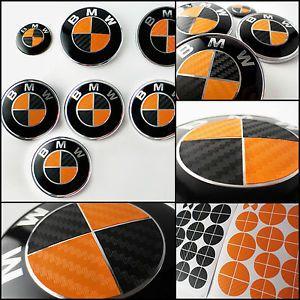 Orange Pattern Logo - Black & Orange CARBON Fiber 3D Overlay Decal BADGE EMBLEMS