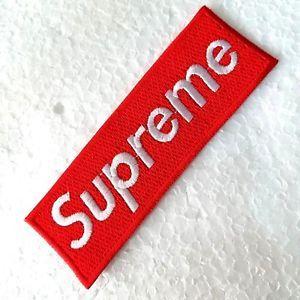Red White and a Brand Name Logo - SUPREME LOGO RED WHITE Fashion Brand Name Embroidered Patch Iron Sew ...