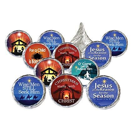 Religious Christmas Logo - Amazon.com: Religious Christmas Candy Favor Stickers - Christian ...