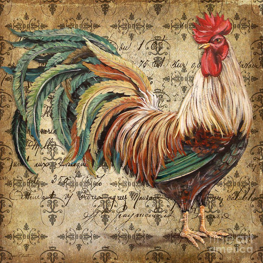 Rustic Rooster Logo - Rustic Rooster Jp2120 Painting By Jean Plout