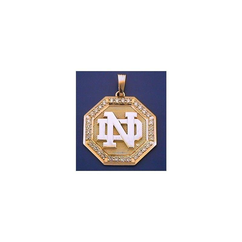 Gold Octagon Logo - 14kt Gold Diamond Octagon Shaped ND Logo Pendant