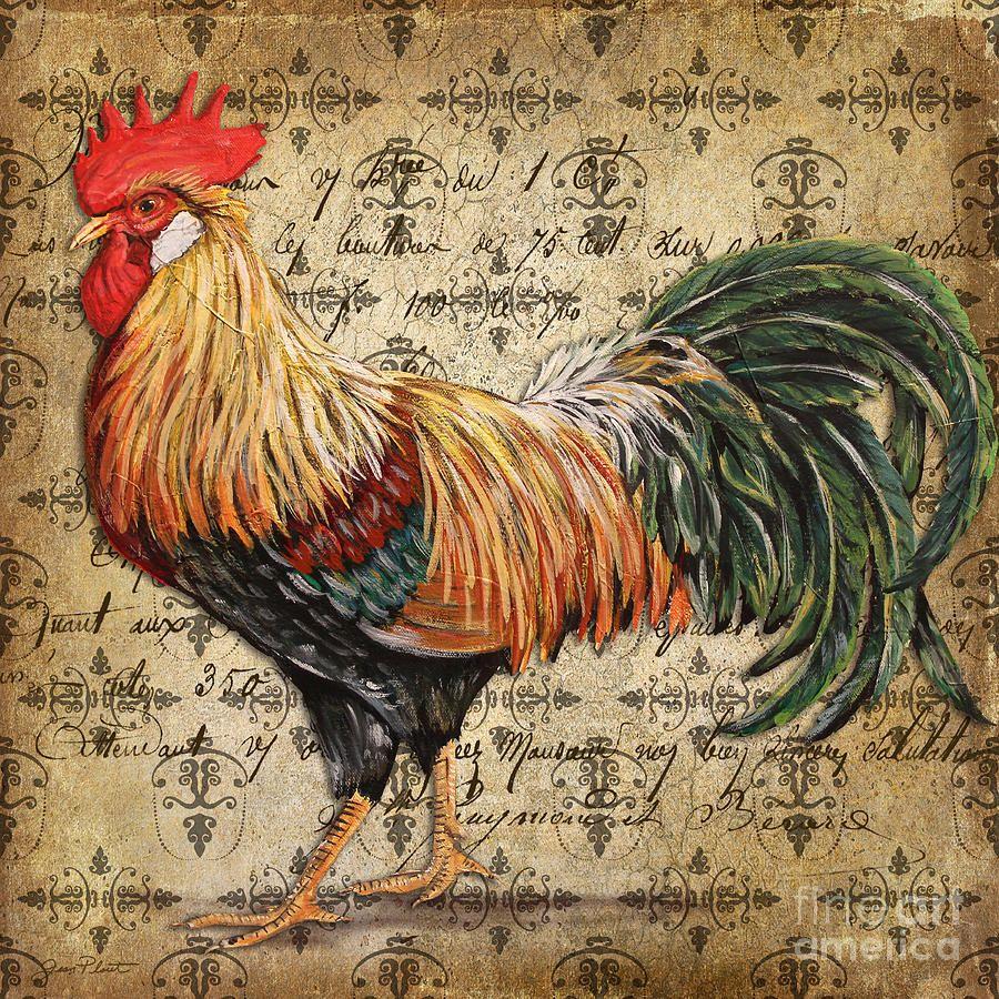 Rustic Rooster Logo - Rustic Rooster Jp2121 Painting By Jean Plout