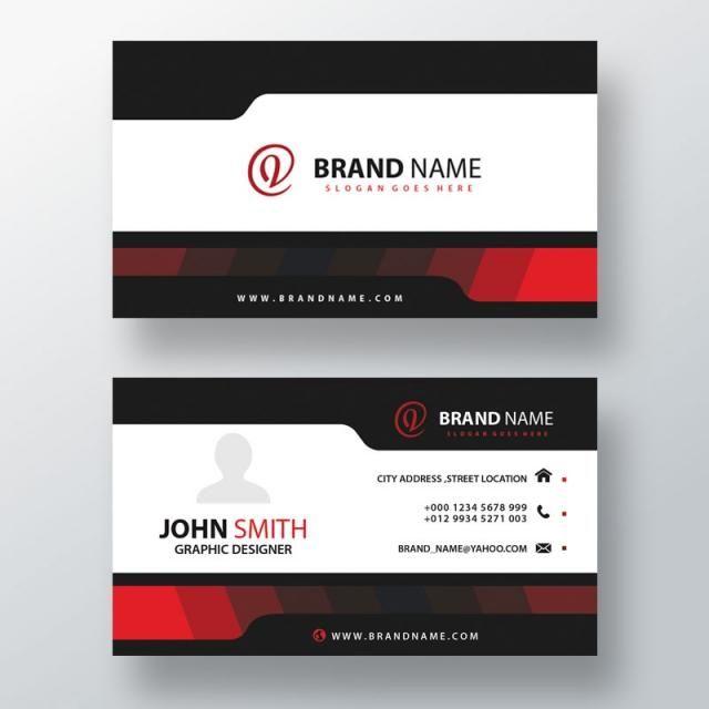 Red White and a Brand Name Logo - Black and white business card with red details Template for Free