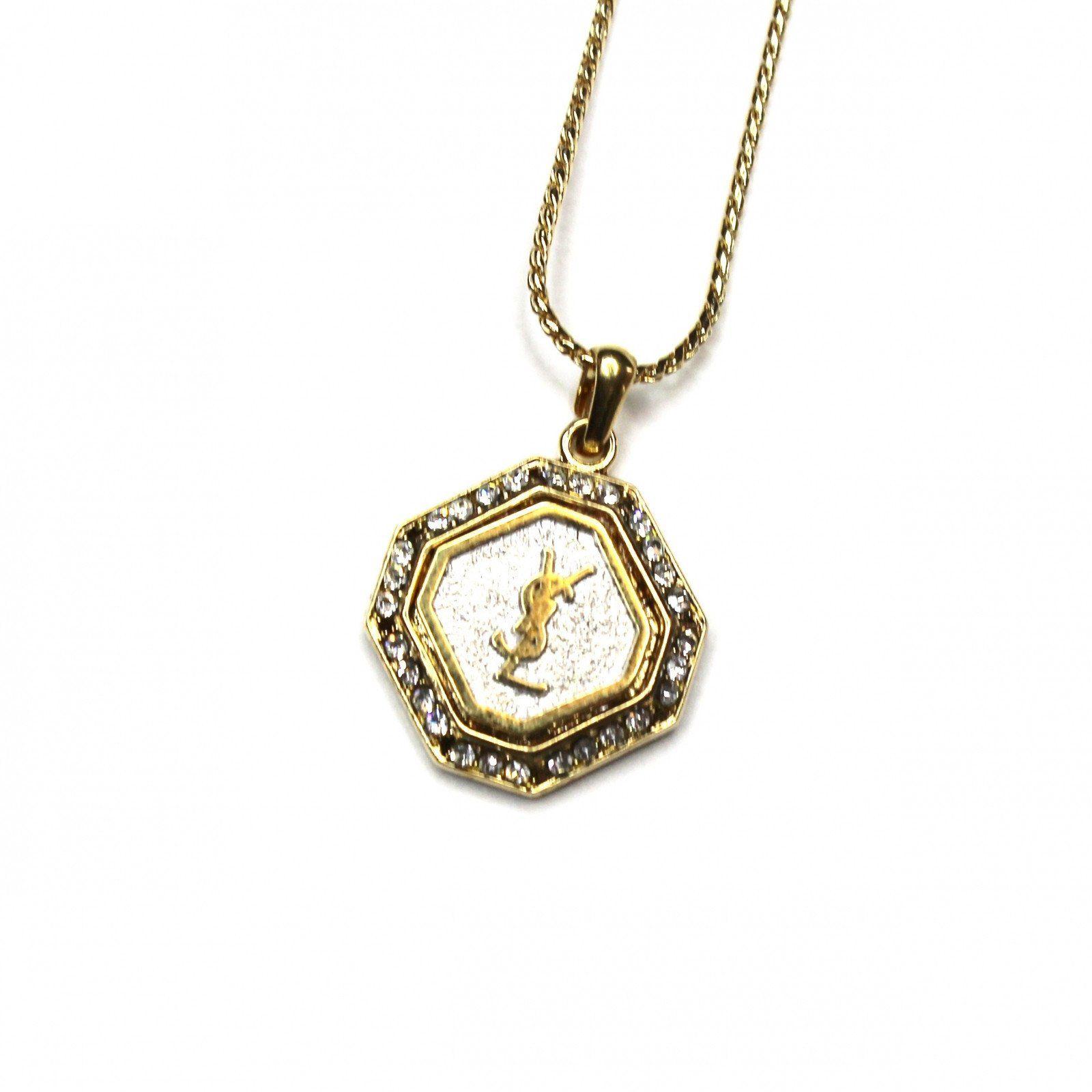 Gold Octagon Logo - Gold YSL Octagon Logo Chain with Crystal Accents – RSTKD Vintage