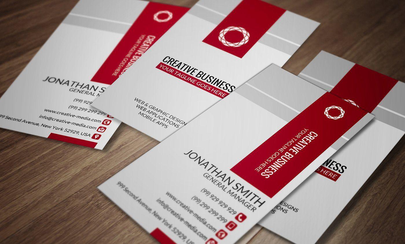 Red White and a Brand Name Logo - Red & White Business Card CM029 Business Card Templates Creative