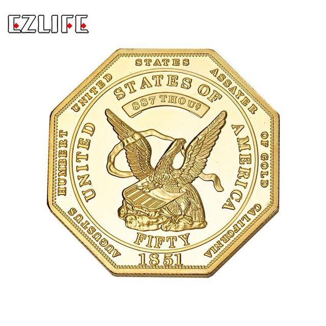 Gold Octagon Logo - Gold Plated American Coin 1851 Octagon United States Coins ...