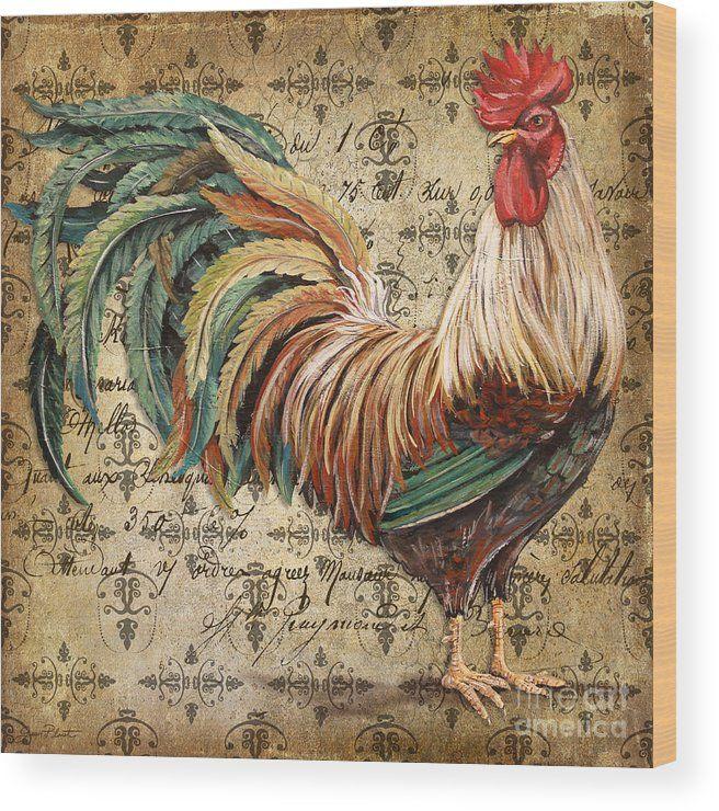 Rustic Rooster Logo - Rustic Rooster-jp2120 Wood Print by Jean Plout