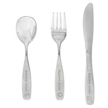 Cutlery with Lion Logo - Personalised 3 Piece Cutlery Set FRIENDS Lion Elephant