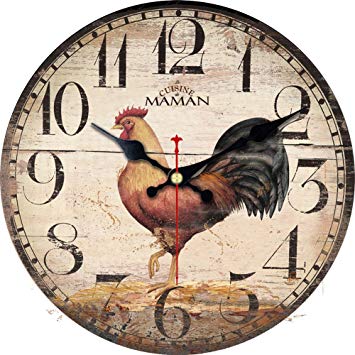 Rustic Rooster Logo - ShuaXin 16 Inch Primitive Country Rustic Rooster Clock